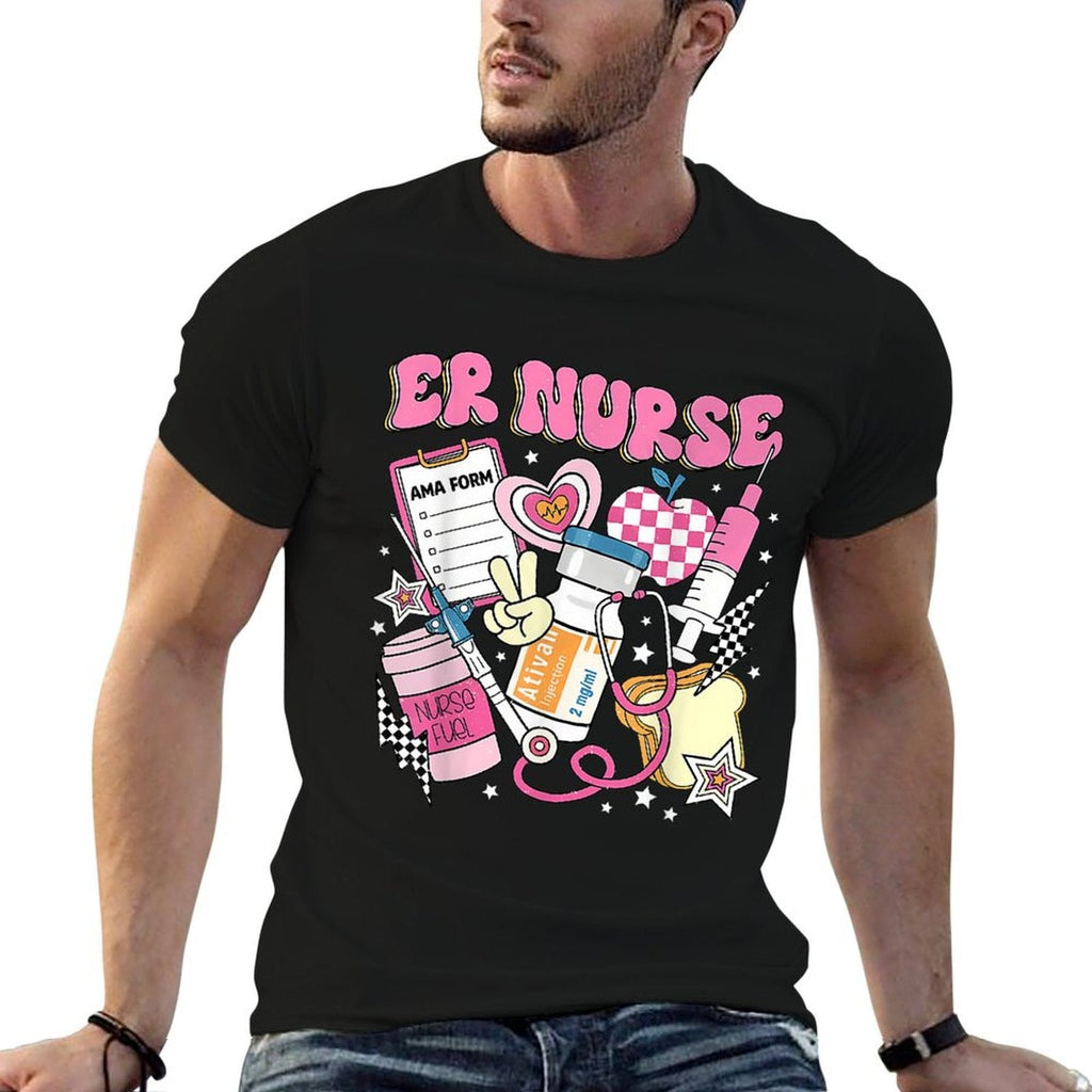 Retro Pink ER Nurse Funny Emergency Room Rn T-Shirt