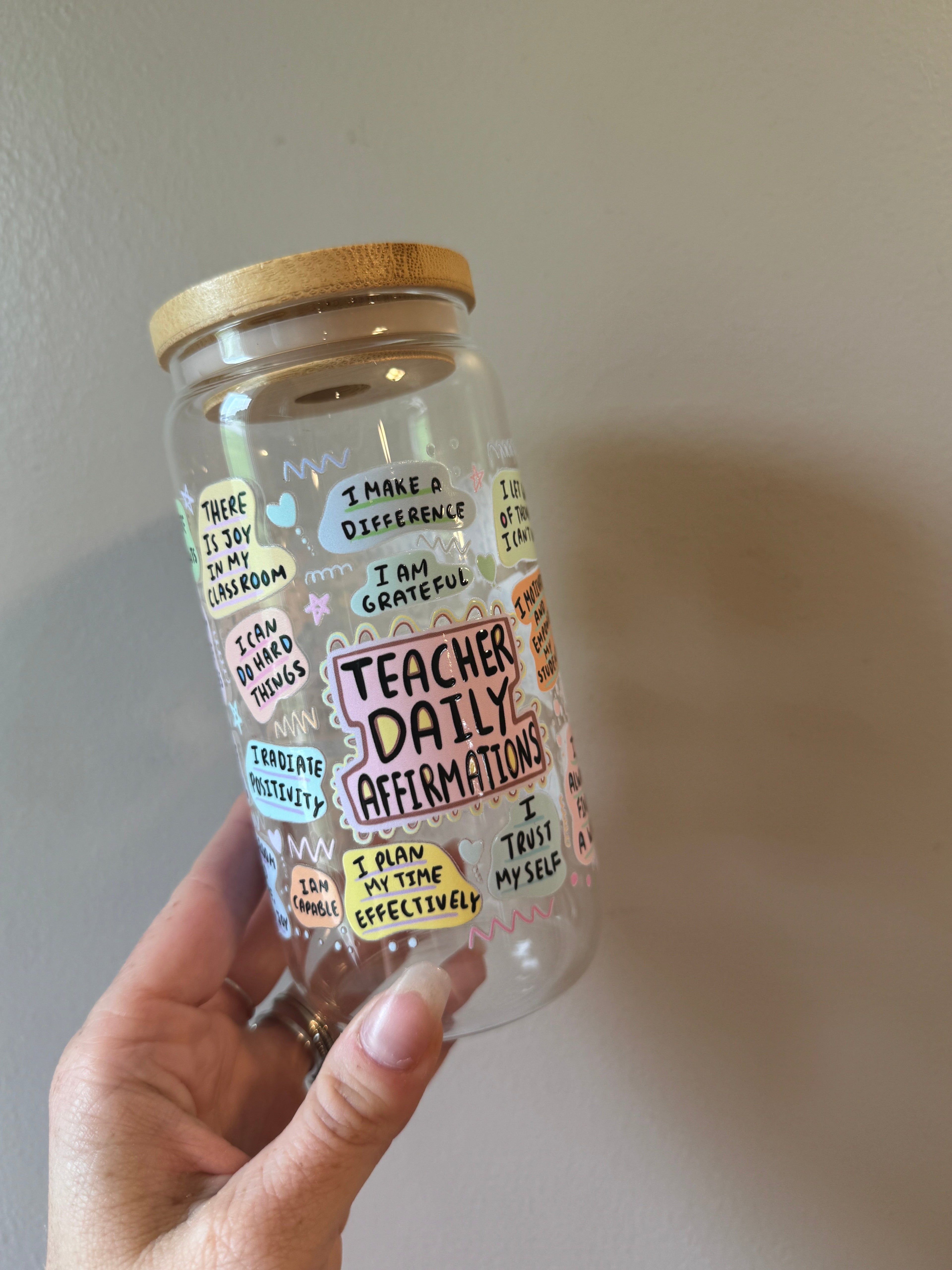 Teacher Affirmations Glass Cup