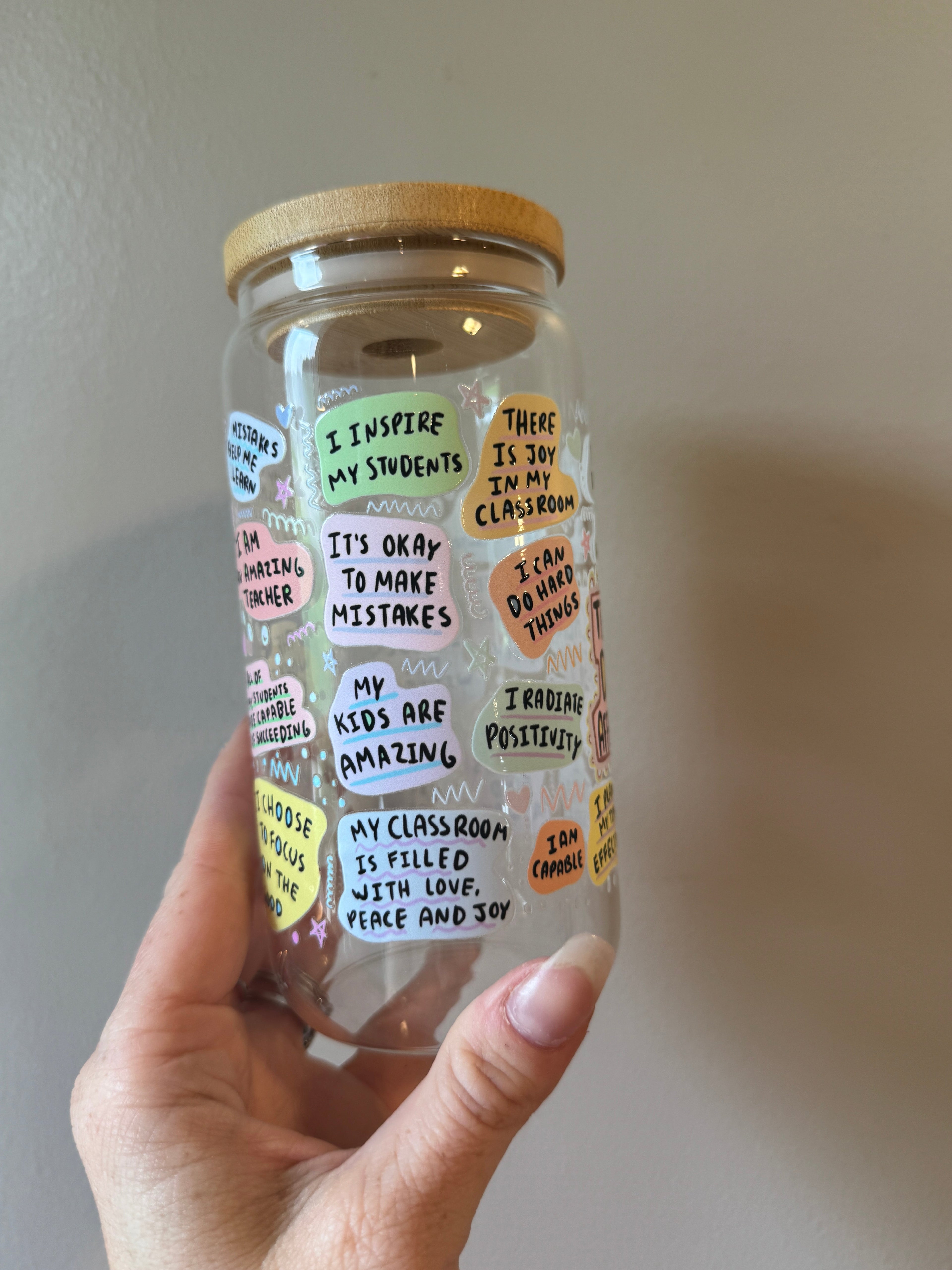 Teacher Affirmations Glass Cup