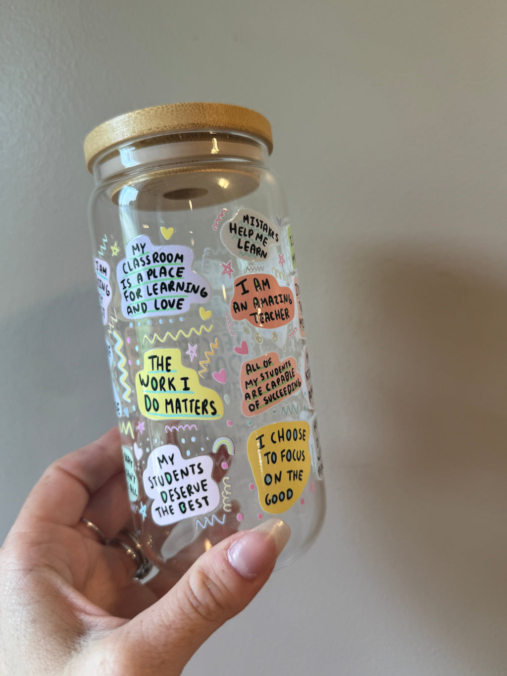 Teacher Affirmations Glass Cup