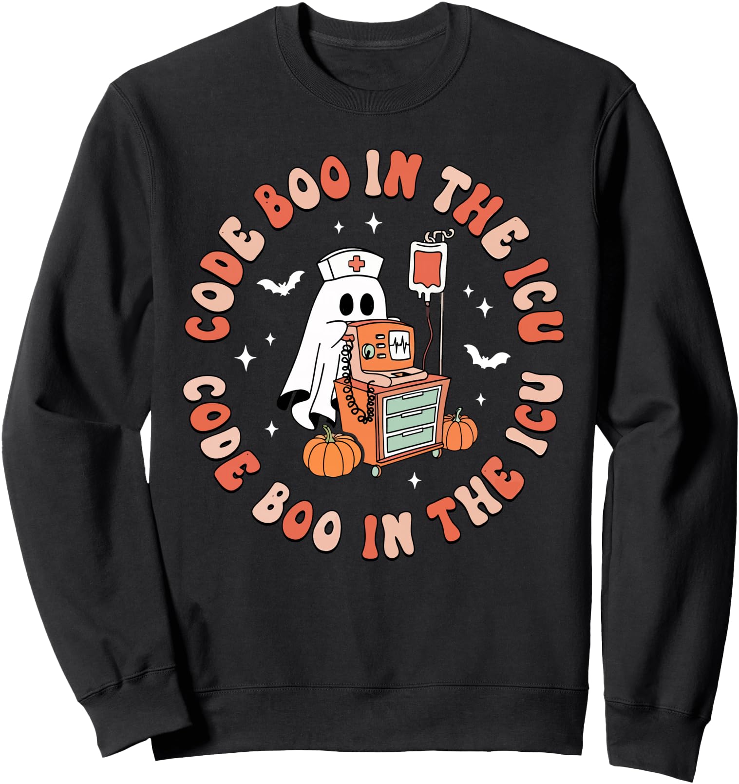 Retro Halloween Micu Sicu RN Nurse Ghost Code Boo In The ICU Sweatshirt
