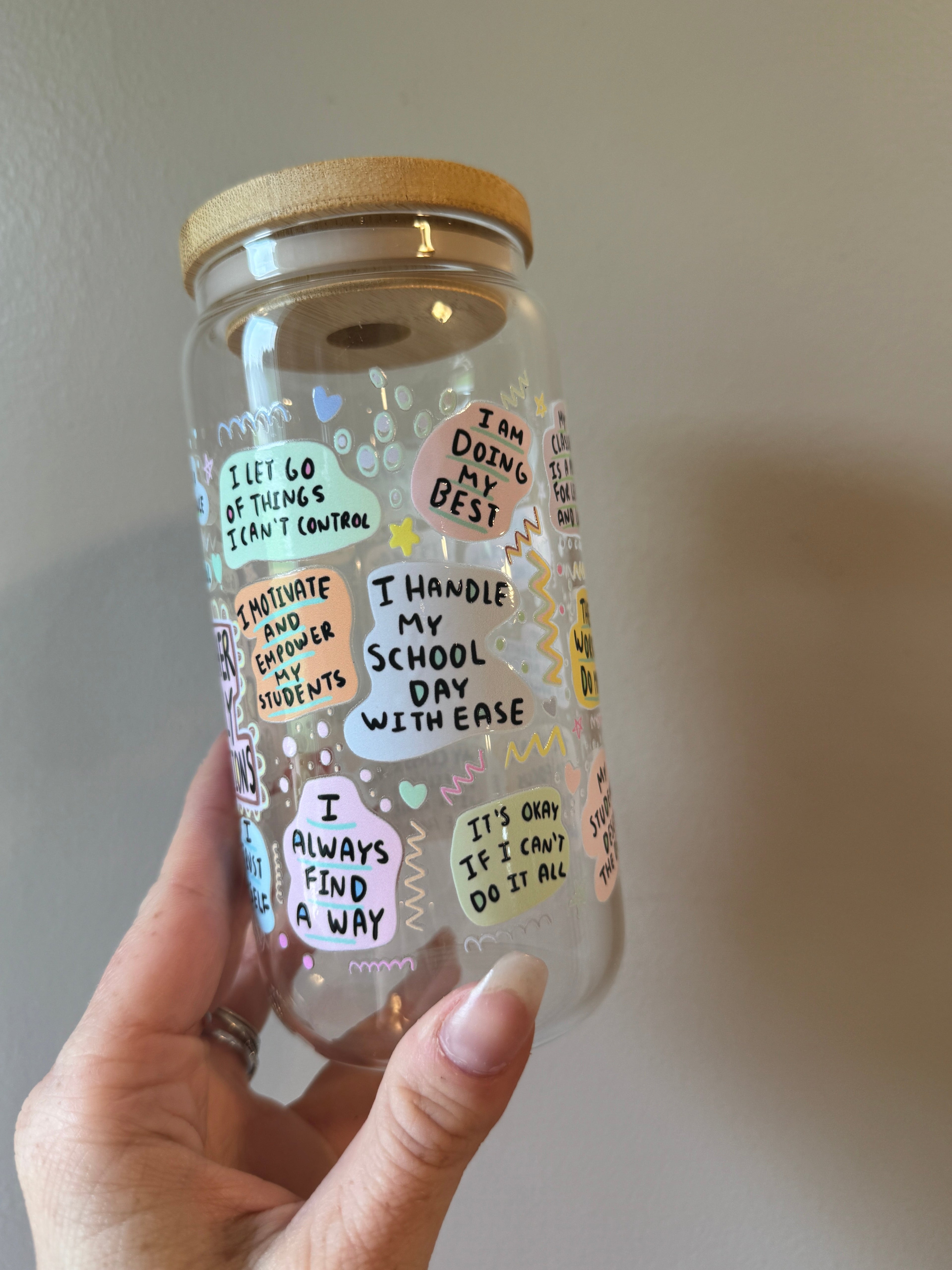 Teacher Affirmations Glass Cup