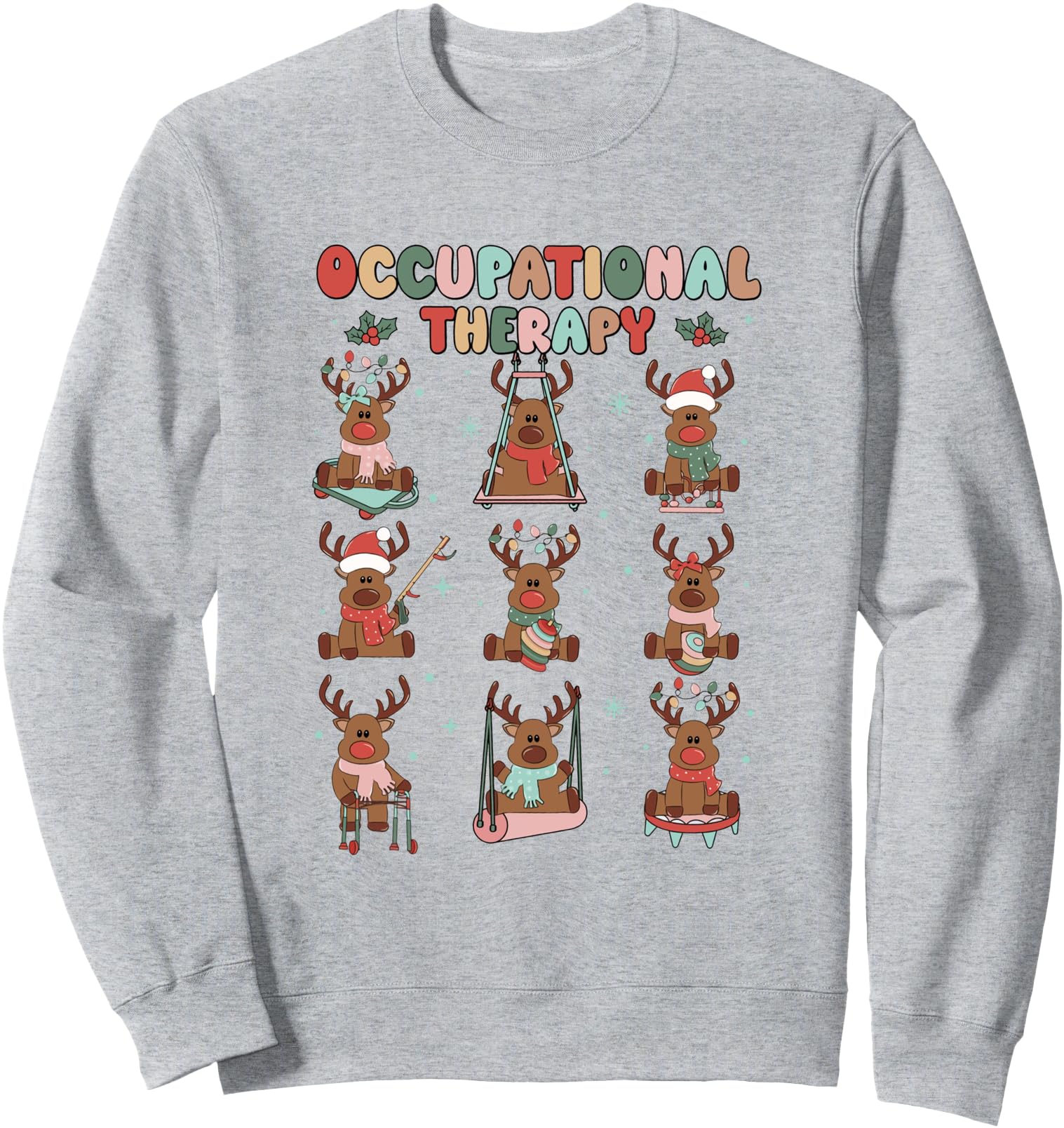 Women Occupational Therapy Groovy Christmas Reindeers OT OTA Sweatshirt