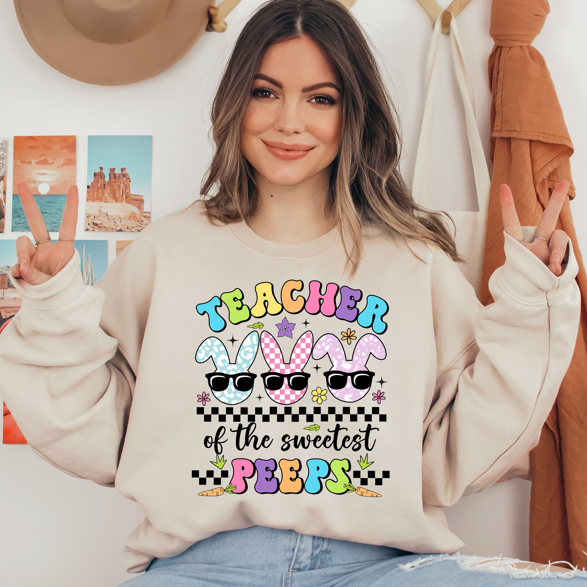 Teacher Of The Sweetest Peeps Bunny Ready To Press DTF Transfers, DTF Hot Peel