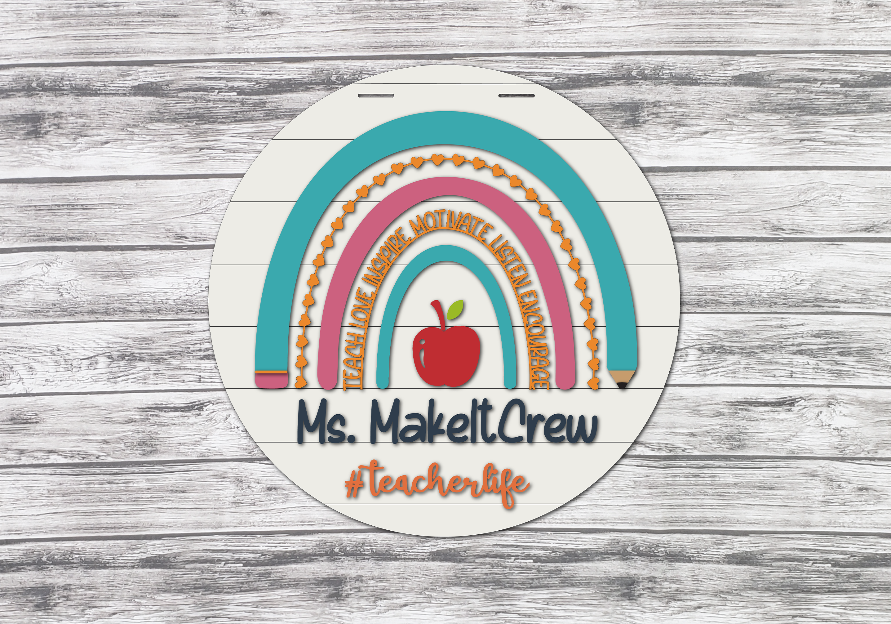 Personalized Teacher Classroom Rainbow Door Hanger DIY Unfinished Kit