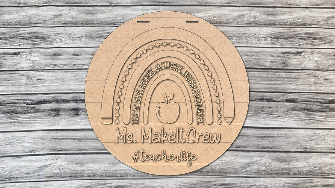 Personalized Teacher Classroom Rainbow Door Hanger DIY Unfinished Kit