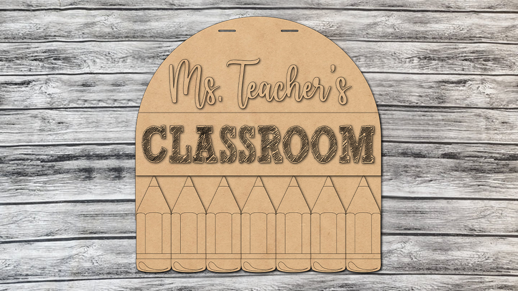 Personalized Teacher Classroom Colored Pencils Door Hanger DIY Unfinished Kit
