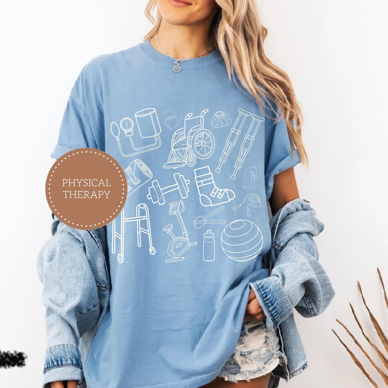 Physical Therapy Doodle Icons Graphic Tee