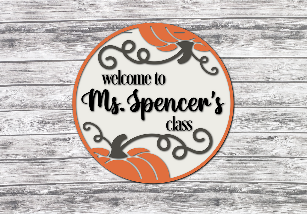 Personalized Teacher Classroom Pumpkin Door Hanger DIY Unfinished Kit