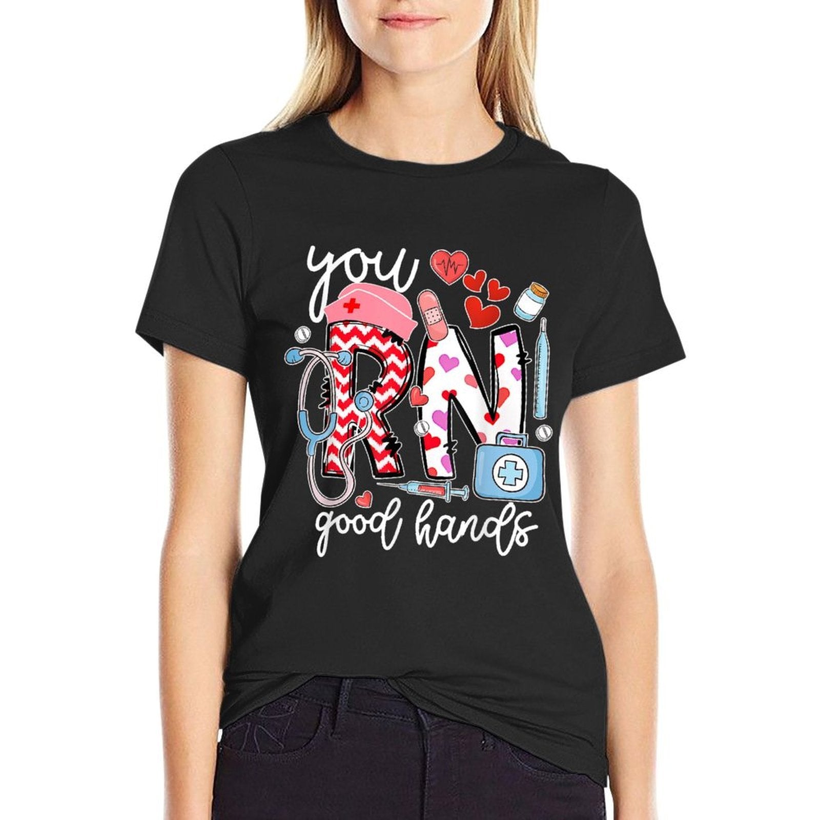 You RN Good Hands Cute Nurse Nursing Student Graduation  High-quality Stitching T-Shirt