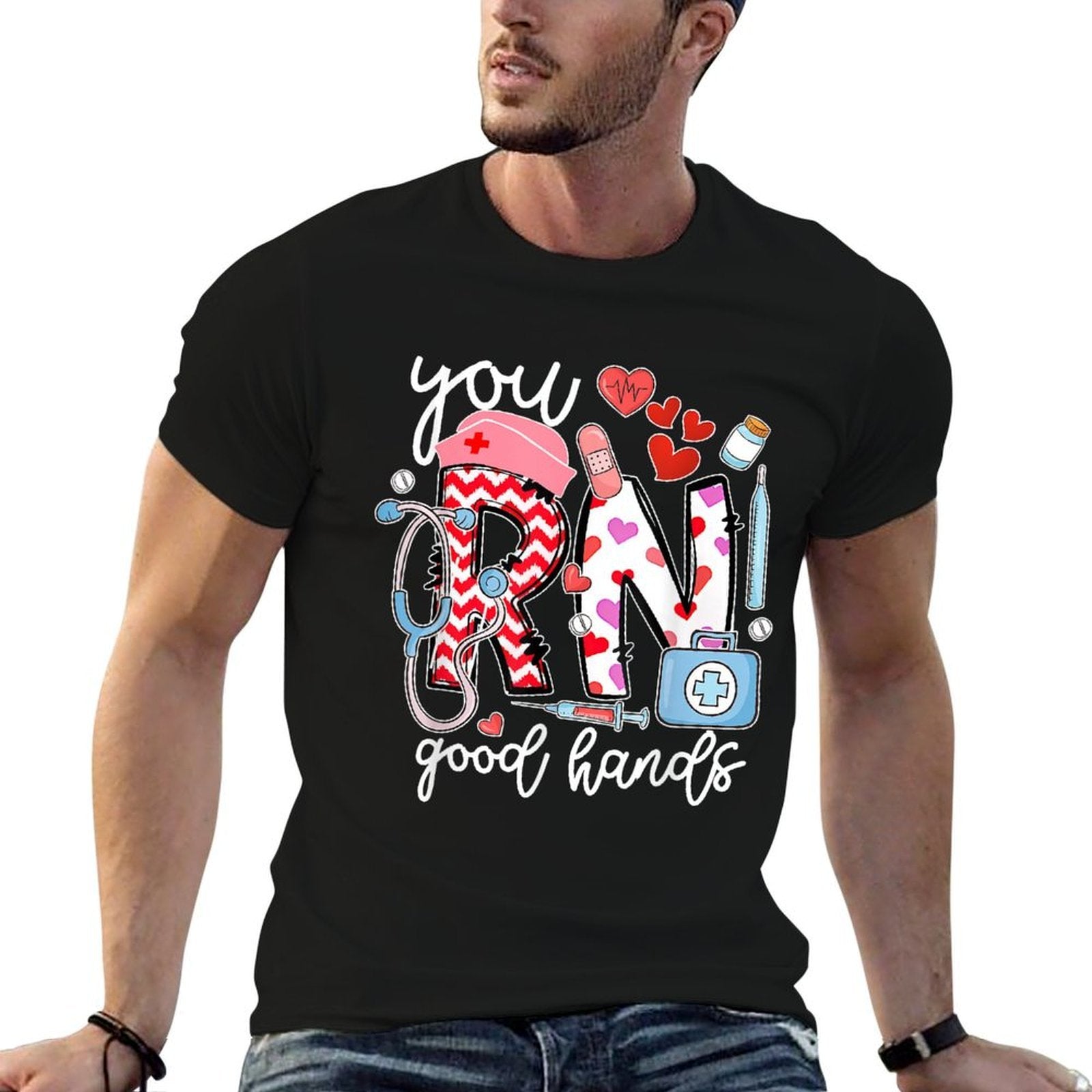 You RN Good Hands Cute Nurse Nursing Student Graduation  High-quality Stitching T-Shirt