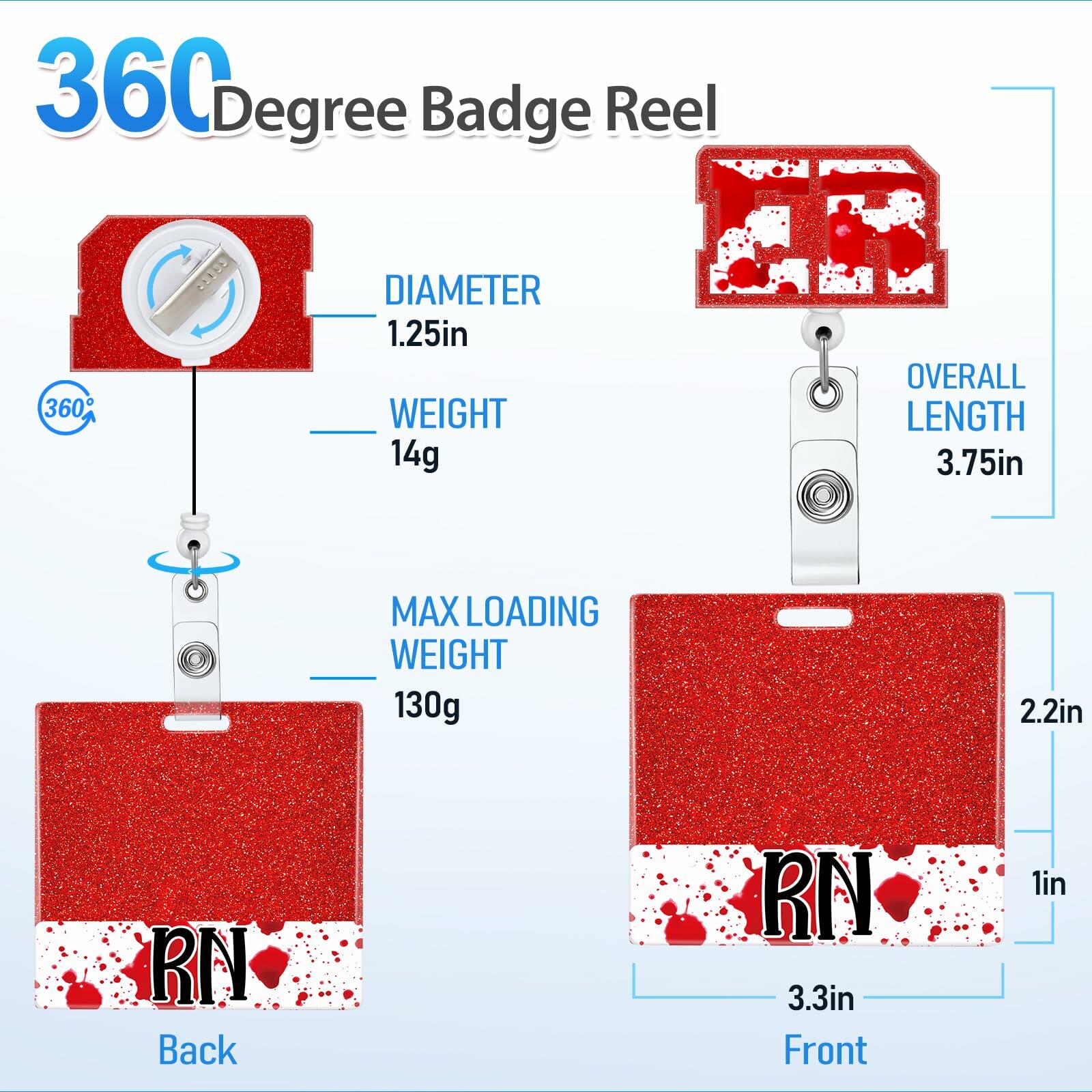 RN Nurse Badge Reel Set – Student & RN ID Clip Red Alligator Card Holder Red