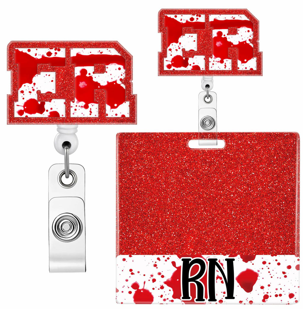 RN Nurse Badge Reel Set – Student & RN ID Clip Red Alligator Card Holder Red