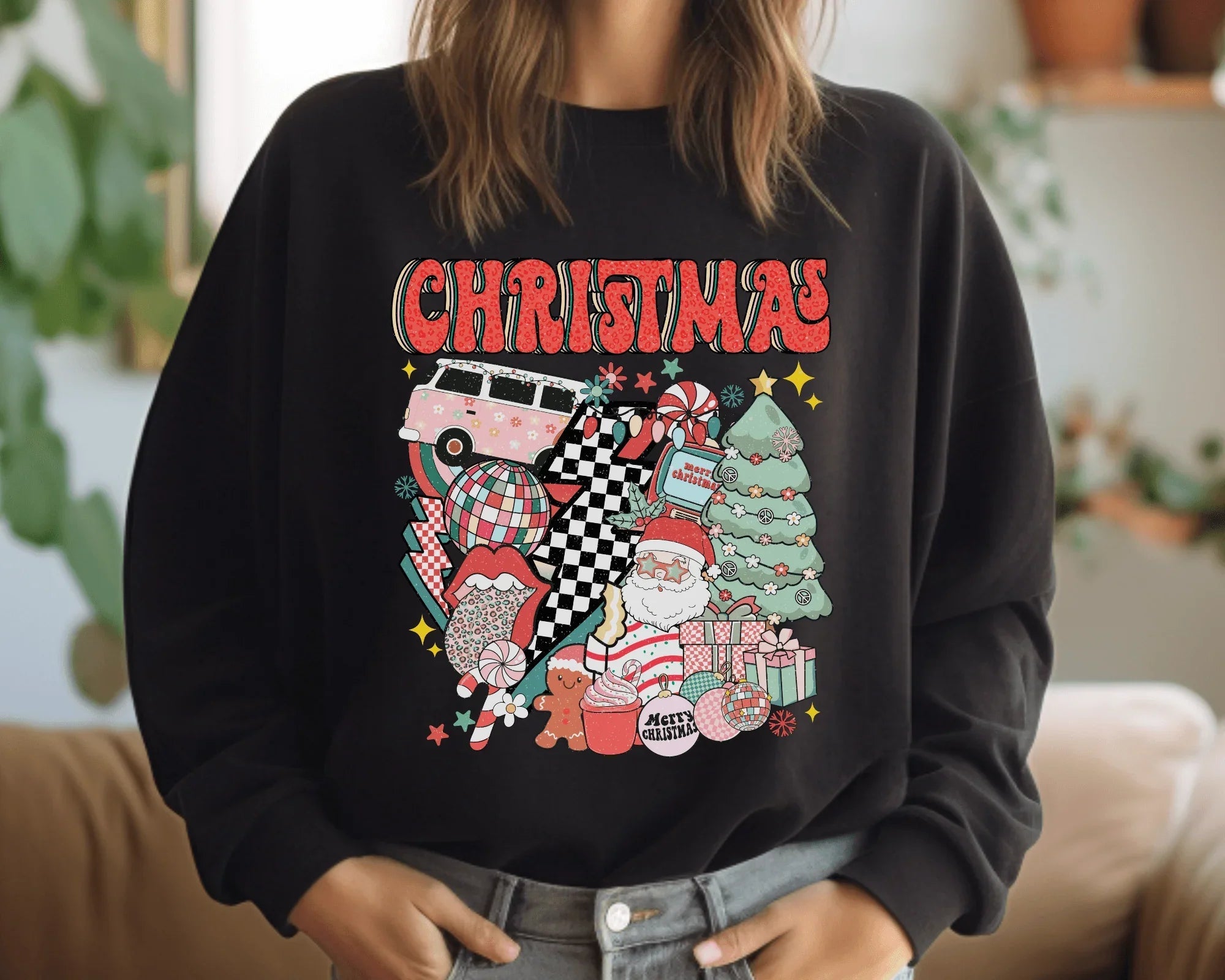 Retro Christmas Shirt or Sweatshirt | Vintage Holiday Tee or Crewneck | Cute Christmas Graphic | Gildan Softstyle | Holiday Gift | Unisex Christmas Top